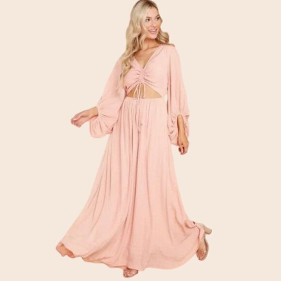 Aura the Label Peach Maxi Cutout Dress Size Small New With Tags - Picture 3 of 15
